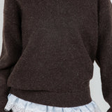 V Neck Sweater With Satin Lace Underlay