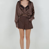 Satin Button Down Double Layer Cami