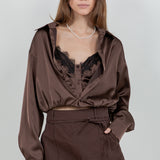 Satin Button Down Double Layer Cami