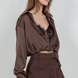 Satin Button Down Double Layer Cami