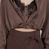 Satin Button Down Double Layer Cami