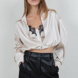 Satin Button Down Double Layer Cami