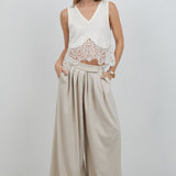 Sleeveless Sweater Lace V Neck Top