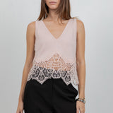 Sleeveless Sweater Lace V Neck Top