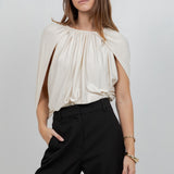 Knitted Sleeveless Cape Bodice Bodysuit