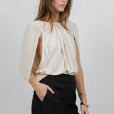 Knitted Sleeveless Cape Bodice Bodysuit