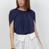 Knitted Sleeveless Cape Bodice Bodysuit