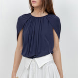 Knitted Sleeveless Cape Bodice Bodysuit