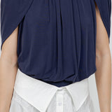Knitted Sleeveless Cape Bodice Bodysuit