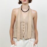 Woven Button Down Vest