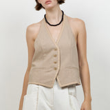 Woven Button Down Vest