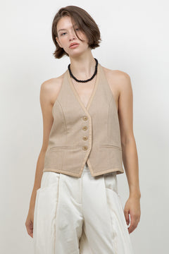 Woven Button Down Vest