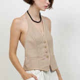 Woven Button Down Vest