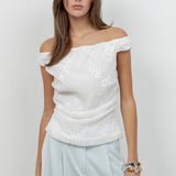 Embroidered Off Shoulder Blouse