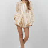 Embroidered Elastic Waist Short