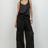 Elastic Waist Lace Pant With Side Pockets