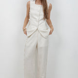 Button Down Vest With Side Trim