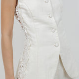 Button Down Vest With Side Trim