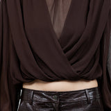 Mock Neck Chiffon Blouse