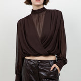 Mock Neck Chiffon Blouse