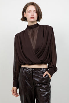 Mock Neck Chiffon Blouse