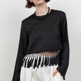 Satin Long Sleeve With Fringe Tassels