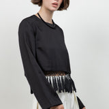 Satin Long Sleeve With Fringe Tassels