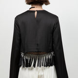 Satin Long Sleeve With Fringe Tassels
