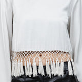 Satin Long Sleeve With Fringe Tassels
