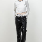 Satin Long Sleeve With Fringe Tassels