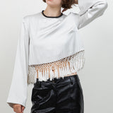 Satin Long Sleeve With Fringe Tassels