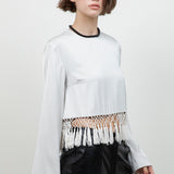 Satin Long Sleeve With Fringe Tassels