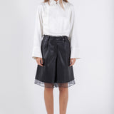 Organza Faux Leather Bermuda Short