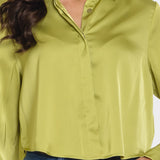 Long Sleeve Cropped Satin Top