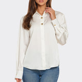 Gold Button Satin Effect Top