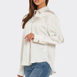 Gold Button Satin Effect Top