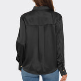 Gold Button Satin Effect Top