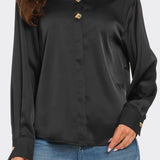 Gold Button Satin Effect Top