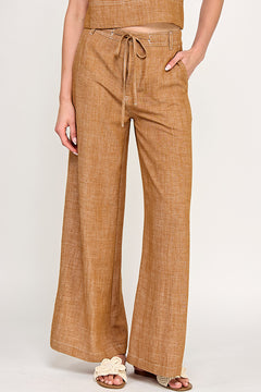 Linen Stitch Wide Pant - brown, womens top/matching set collection