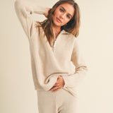 Waffle Pattern Half Zip Sweater