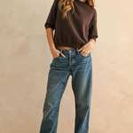Short Sleeve Sweater Top - brown, womens top collection