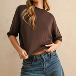 Short Sleeve Sweater Top - brown, womens top collection