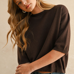 Short Sleeve Sweater Top - brown, womens top collection
