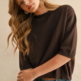 Short Sleeve Sweater Top - brown, womens top collection