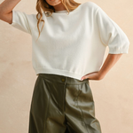 Short Sleeve Sweater Top - white, womens top collection