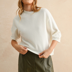 Short Sleeve Sweater Top - white, womens top collection