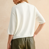 Short Sleeve Sweater Top - white, womens top collection