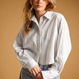 Pin Stripe Pattern Buttondown Top