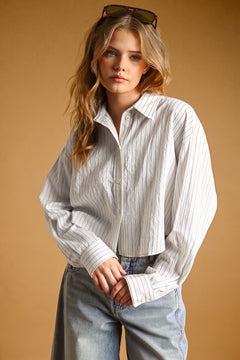 Pin Stripe Pattern Buttondown Top