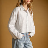 Pin Stripe Pattern Buttondown Top